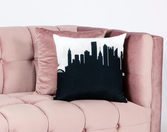 Pittsburgh PA Skyline Large Throw Pillow | Homesick Gift | Moving Gift | Airbnb Decor | Realtor Client Gift | Pittsburgh Gifts