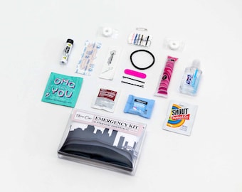 PICK YOUR CITY ~ Skyline Mini Wallet Emergency Kit - For Her | Bride Survival Kit | Travel Gift | Bridesmaid Gift | Wedding Day Kit