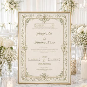 Editable Nikah Invitation Template | Islamic Wedding Card, Floral Border Design (Digital Download) image 10