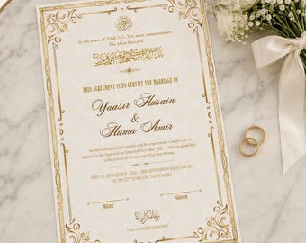 Bewerkbaar islamitisch Nikah Nama-certificaat | Luxe islamitisch huwelijksdocument (digitale download)
