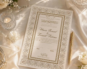 Bewerkbaar islamitisch Nikah Nama-certificaat | Perzische Arabische kalligrafie islamitische bruiloft (digitale download)