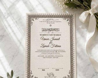 Bewerkbaar islamitisch Nikah Nama-certificaat | Moslim huwelijkscontract (digitale download)