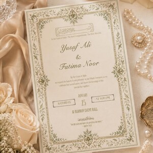 Editable Nikah Invitation Template | Islamic Wedding Card, Floral Border Design (Digital Download) image 7