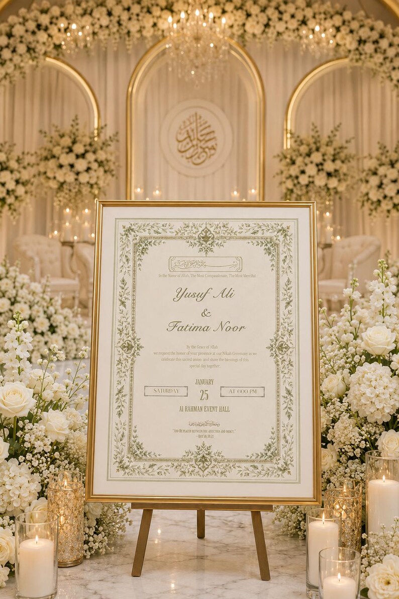 Editable Nikah Invitation Template | Islamic Wedding Card, Floral Border Design (Digital Download) image 9