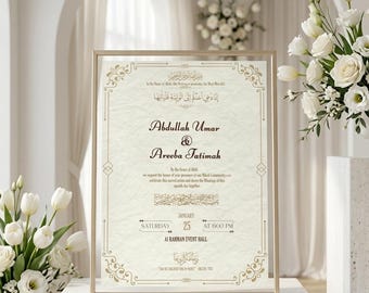 Editable Muslim Nikah Invitation Template | Islamic Wedding Card (Digital Download)