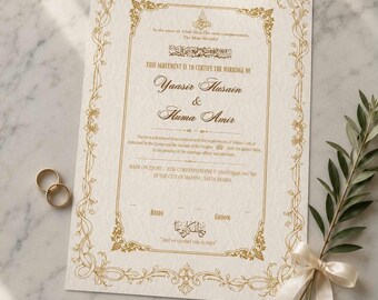Bewerkbaar islamitisch Nikah Nama-certificaat | Luxe islamitisch huwelijkscontract (digitale download)