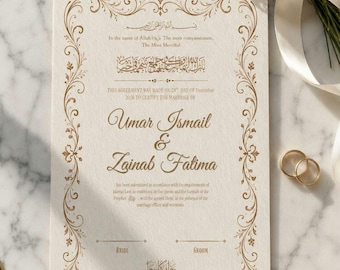 Luxe Nikah Nama Islamitisch huwelijksakte | Vintage bloemen moslim huwelijkscontract (digitale download)