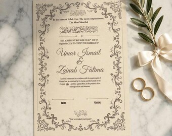 Luxe Nikah Nama Islamitisch huwelijksakte, Moslim huwelijkscontract (digitale download)