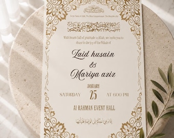 Elegant Islamic Nikah Invitation | Arabic Muslim Wedding Template (Digital Download)