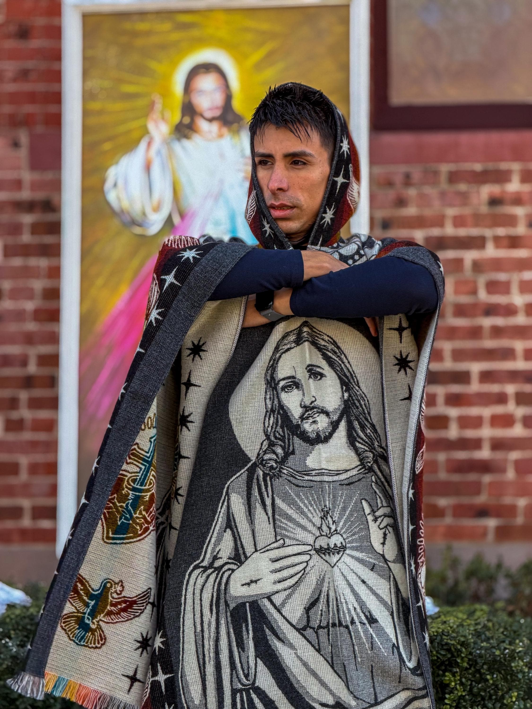Handmade Alpaca Wool Jesus Christ Poncho, Free Shipping! Gift Ideas.