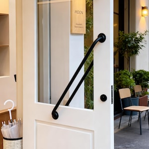 Paire de poignées de porte en verre, poignées de porte extérieures noires, longues poignées à l'avant