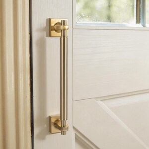 Dörrhandtag i massiv mässing, modernt trä, amerikanskt dubbeldörrhandtag