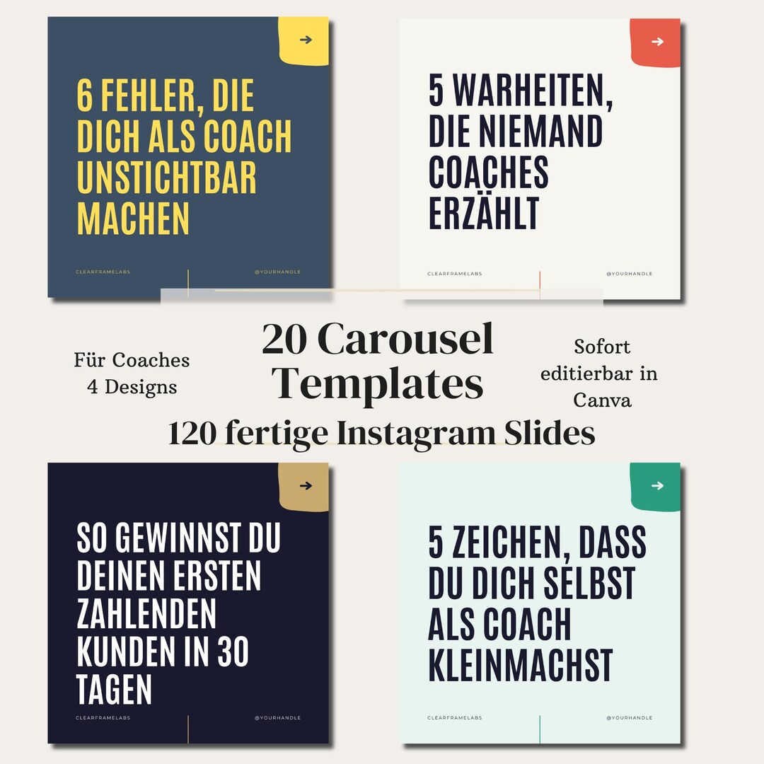 20 Instagram Carousel Templates for Coaches | Canva Templates | Social ...