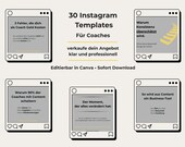 Instagram Content Templates für Coaches | 30 Canva Post Vorlagen | Value, Authority & Offer Posts