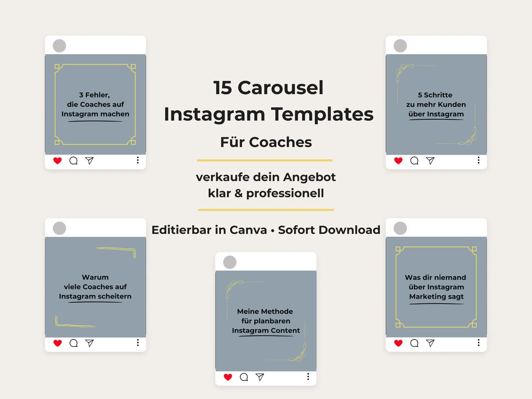 Instagram Carousel Templates for Coaches |15 Canva Instagram Post ...