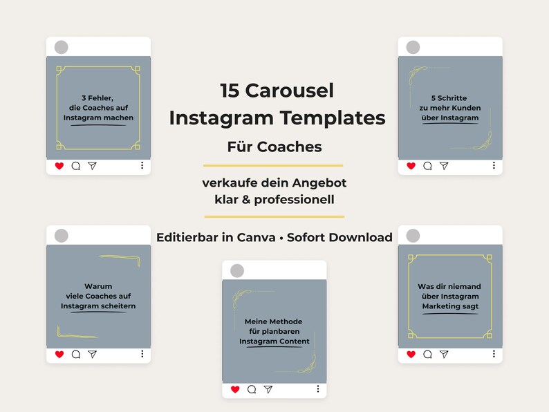 Instagram Carousel Templates for Coaches |15 Canva Instagram Post ...