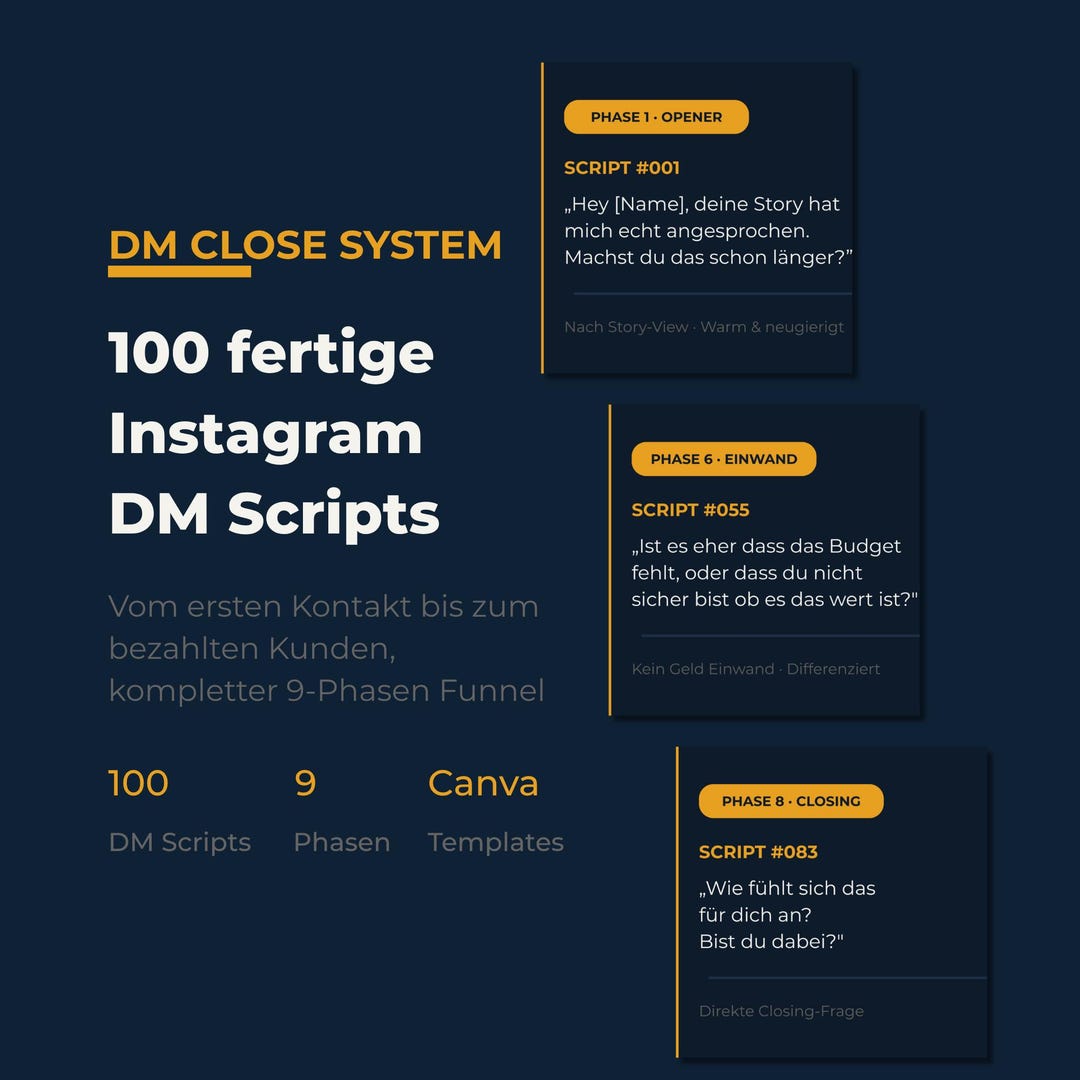 Instagram DM Scripts for Canva | DM Close System | 100 Sales Scripts ...