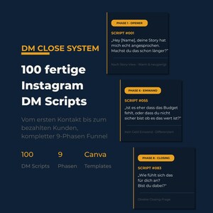 Scripts de messages directs Instagram pour Canva | Système de conclusion de vente par messages directs | 100 scripts de vente pour coachs | Modèles de messages directs pour Canva (allemand)