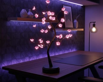 Lampada Bonsai a forma di fiore di ciliegio • Luce notturna a LED rosa