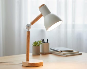 Adjustable Nordic Wooden Table Lamp Bedside Reading Desk Light