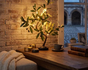 Lampada a forma di ulivo, luce realistica per bonsai, arredamento mediterraneo, luce notturna a LED calda