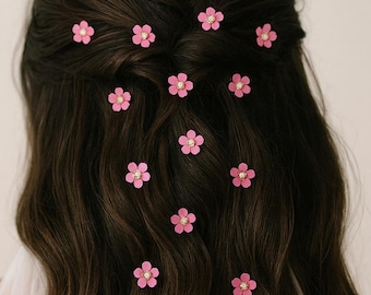 Mini Flower Hair Clips - Hair Accessories, Set of 10 (Available in White, Pink, Blue & Purple)