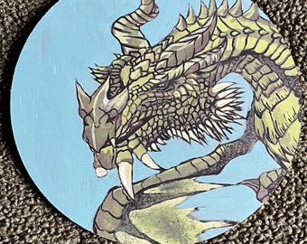 パースルナックス　木製プラークに描かれたアクリル画