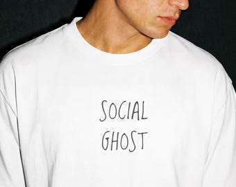 Social Ghost T-Shirt | Minimalist Introvert Tee | Combed Cotton Casual Top