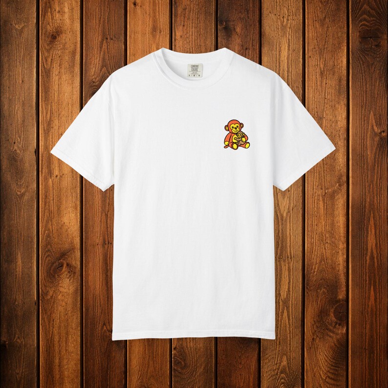 Monkey Punch Embroidered Heavyweight T-Shirt | Minimalist Meme Top White