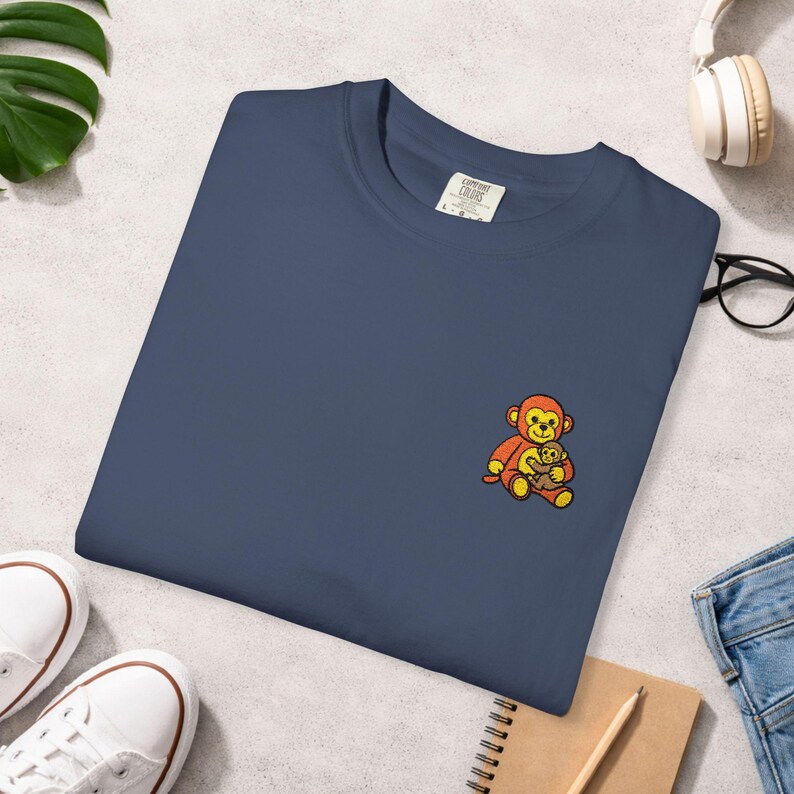 Monkey Punch Embroidered Heavyweight T-Shirt | Minimalist Meme Top image 17