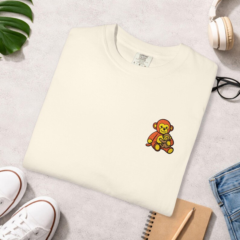 Monkey Punch Embroidered Heavyweight T-Shirt | Minimalist Meme Top image 16