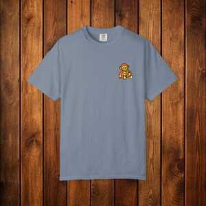 Monkey Punch Embroidered Heavyweight T-Shirt | Minimalist Meme Top Blue Jean