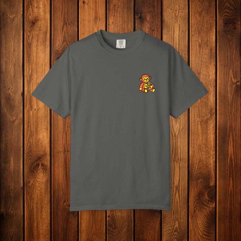 Monkey Punch Embroidered Heavyweight T-Shirt | Minimalist Meme Top Pepper