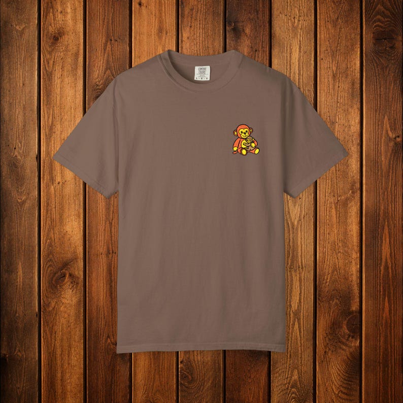 Monkey Punch Embroidered Heavyweight T-Shirt | Minimalist Meme Top Espresso