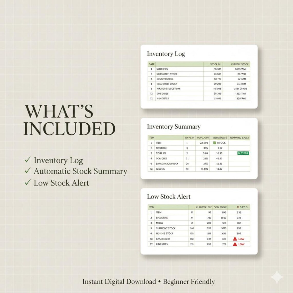 Simple Inventory Tracker Excel | Easy Stock Management Spreadsheet ...