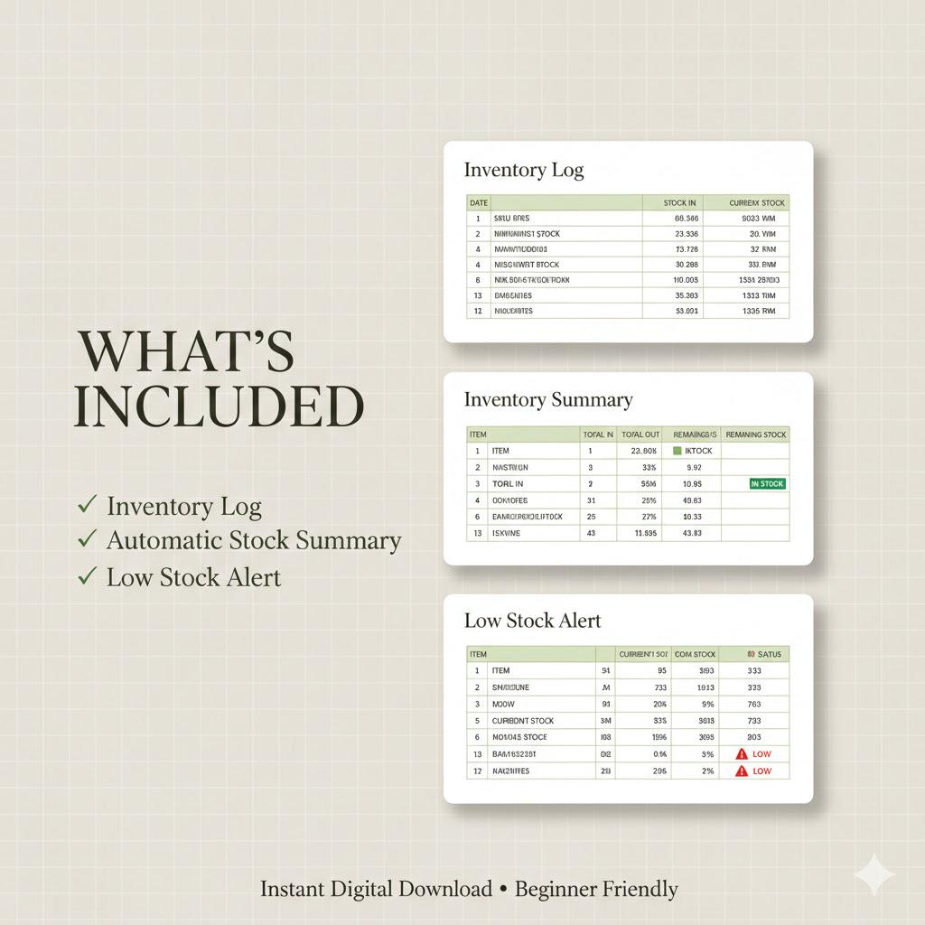 Simple Inventory Tracker Excel | Easy Stock Management Spreadsheet ...