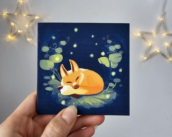 Mini carnet de croquis aquarelle renard et lucioles - 100 % coton, fait main