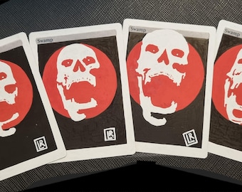 Swamp x4 | Hand-Painted Card Alters
