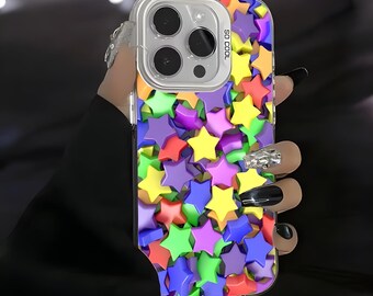 Colorful Star iPhone Case – Matte Laser Bumper Cover