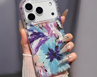Floral Glitter iPhone Case, Clear Hard Acrylic, Shockproof
