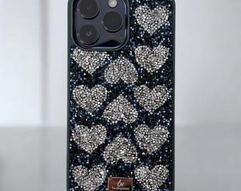 Rhinestone Heart iPhone Case – Bling, Shockproof TPU Cover