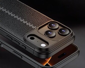 Leather Texture iPhone 17 Pro Case | Shockproof TPU Bumper