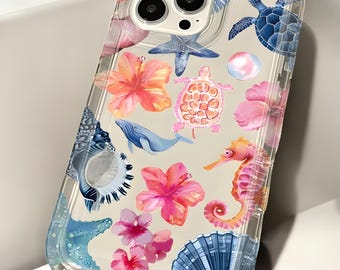 Ocean Animals iPhone Case – Soft Silicone Shockproof Cover