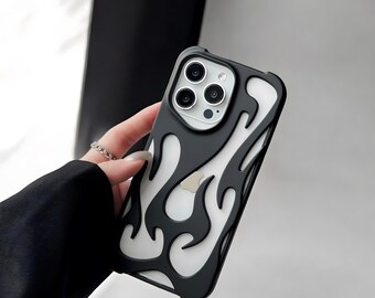 3D Flame iPhone Case: Matte Black Soft Cover, Shockproof