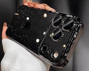 Luxury Slim Glitter Clear Bling iPhone Case – Shockproof Orange Plated Bumper Transparent Cover