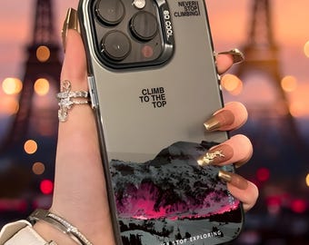 Snow Mountain Sunset Silver Case for iPhone 17 12 Pro Max Electroplated Back Cover