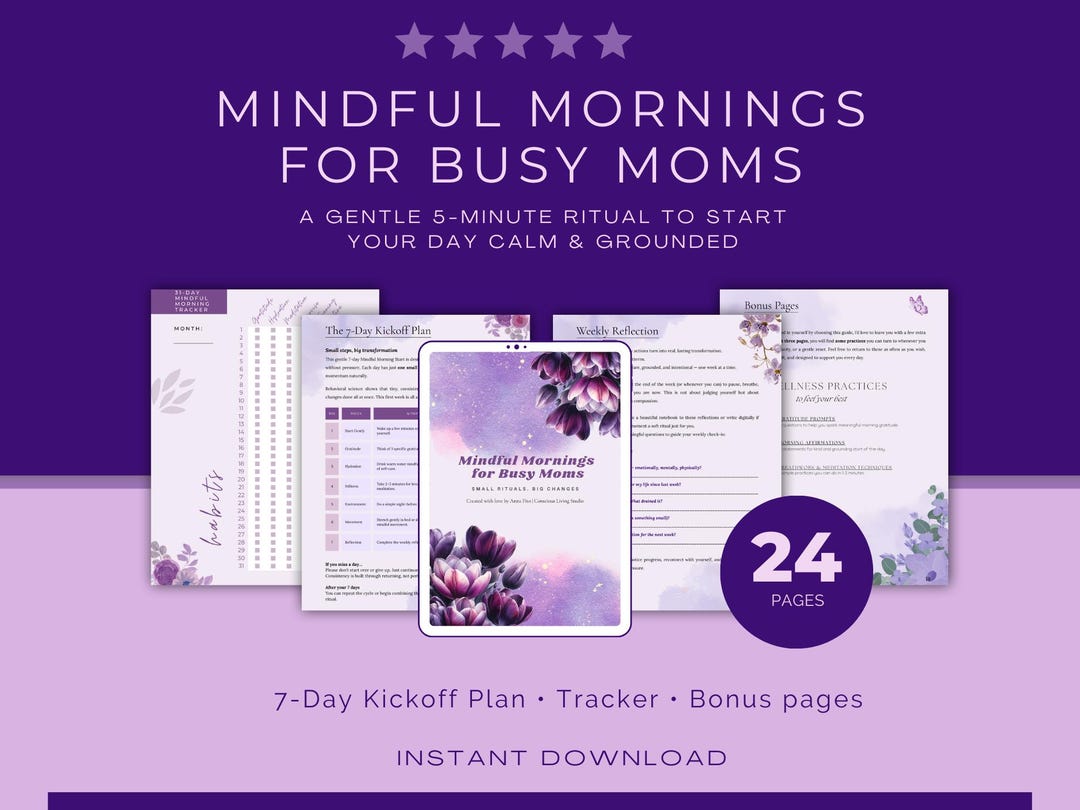 Mindful Mornings for Busy Moms | 5-minute Ritual Guide | Printable PDF ...
