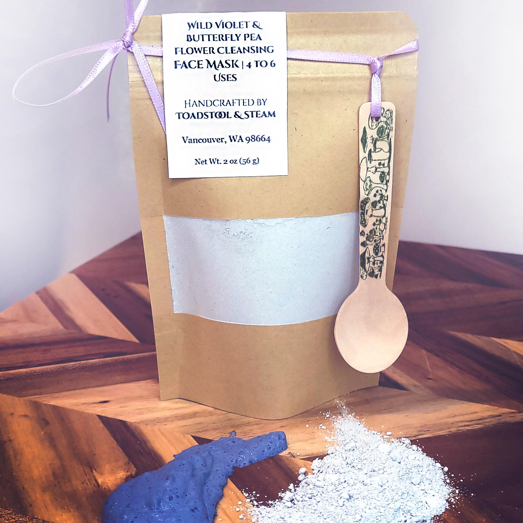 Wild Violet & Butterfly Pea Flower Cleansing Face Mask Powder to Foam