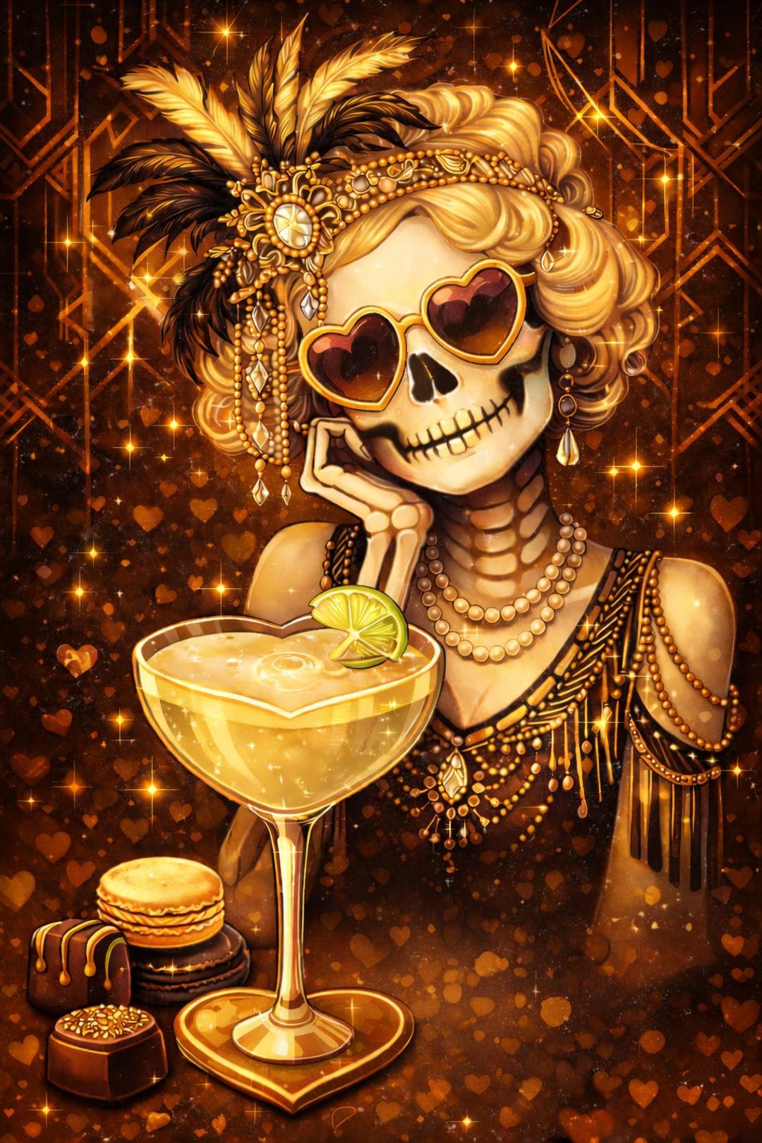 Queen Fitzgerald Art Print | Gothic Flapper Skeleton Wall Art ...