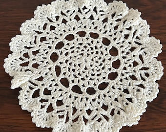 Two vintage handcrafted crocheted fabric doilies